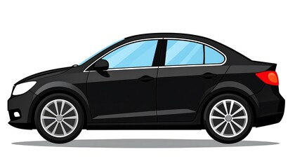 Fototapeta premium Black car side view illustration