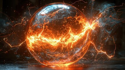 Glowing sphere emitting electrical energy