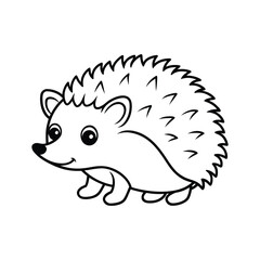 A hedgehog line art vector illustration on white background