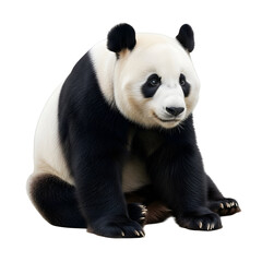 Obraz premium Seated giant panda on a black background