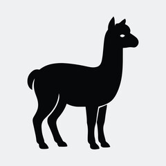 Silhouette llama side view domestic animal outline simple vector illustration