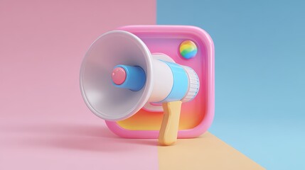 Colorful megaphone icon for social media marketing and communication.