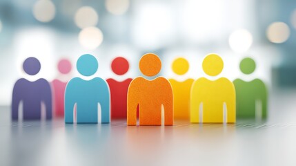 Colorful paper figures representing diversity and teamwork in a business setting.