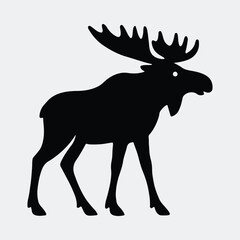 Silhouette moose wildlife animal standing design vector illustration