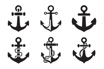 set of anchor icon vector illustration, ship anchor icons vector isolated on white background
