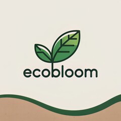  "Ecobloom" Minimalist Stylized Green Leaves Logo