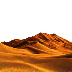Expansive golden sand dunes under a clear sky at midday in a desert landscape