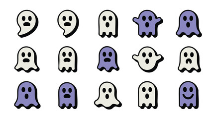 Fototapeta premium Ghosts Cute Spooky Halloween Graphics