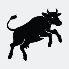 Silhouette of a rearing bull livestock animal vector illustration