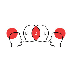 b2b cooperation between two thin line man. minimal flat stroke style trend modern logotype graphic art design isolated on white. concept of agreement or contract with business person and collaboration
