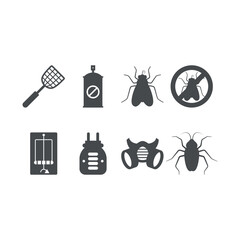 Fly Swatter, Spray, Bugs, and Prohibition Symbols Vector