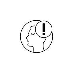 linear man like panic or anxiety logo. concept of user making decide or error mindset or negative thinking. contour style trend modern simple black logotype graphic minimal ui design isolated on white
