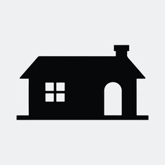 Silhouette of simple house facade with chimney vector illustration