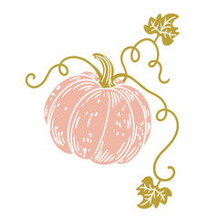 Original hand-drawn illustration of a Halloween autumn pumpkin in a minimalist style. illustrations for posters, cards, and graphic design.