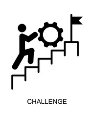  Man Climbing Stairs with Gear and Flag Illustration