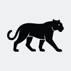 Silhouette panther walking stealth predator wild cat vector illustration