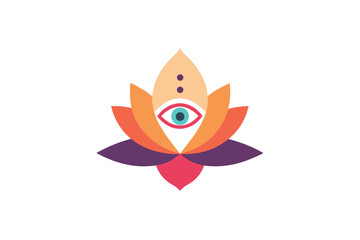 Floating Third Eye Over Lotus Mandala Durga Essence Vector Design Illustration