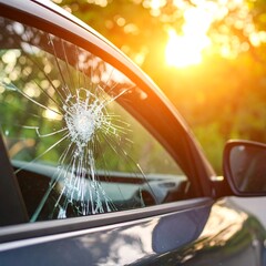 Broken car window in sunlight (1)