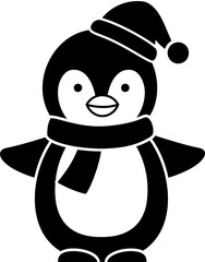 Christmas penguin Character silhouette. 
Cute winter christmas penguin  vector element. 
Holiday Penguin Clipart  isolated. 
Transparent background. svg.