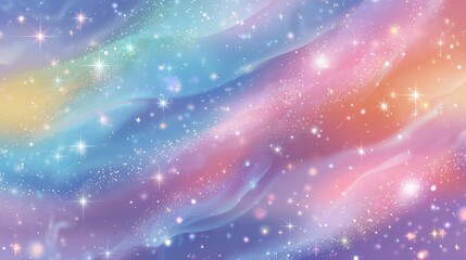 Unicorn fantasy background. Rainbow sky with glittering stars. Abstract galaxy, mermaid princess marble vector magic texture, no logos, no brands