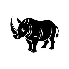 rhinoceros with bold horns vector illustration