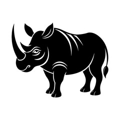 rhinoceros with bold horns vector illustration