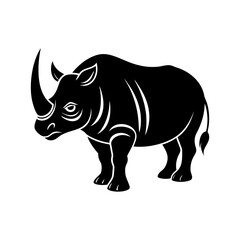 rhinoceros with bold horns vector illustration