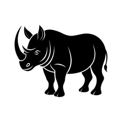 rhinoceros with bold horns vector illustration