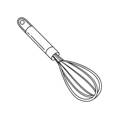 Whisk Kitchen Tool Line Art &ndash; Hand-Drawn Baking Utensil Illustration

