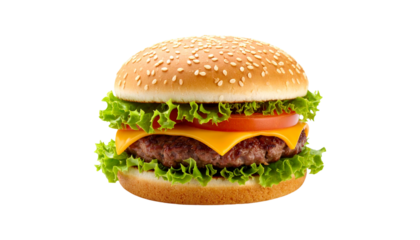 Delicious double cheeseburger with fresh lettuce and tomato