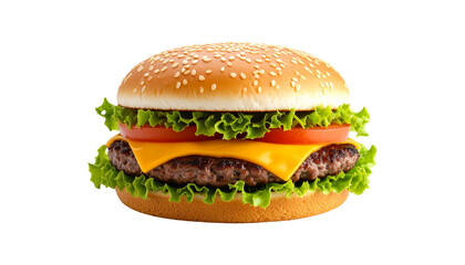 Delicious double cheeseburger with fresh lettuce and tomato