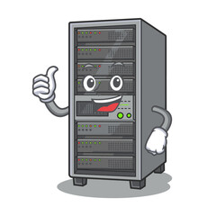 Obraz premium Server rack cartoon character giving a thumbs up and smiling