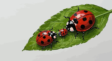 Fototapeta premium Ladybugs on a Leaf