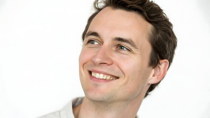 Serene Gaze of a Gentleman: A portrait of a handsome, content man, his eyes filled with a sense of peace and thoughtful contemplation, enhanced by a gentle, engaging smile and the soft.