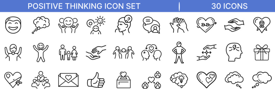 Positive Thinking Mindset Motivation Vector Icon