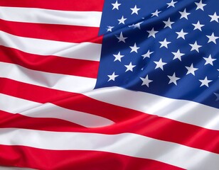Close-up view of an American flag, with vibrant colors and flowing fabric