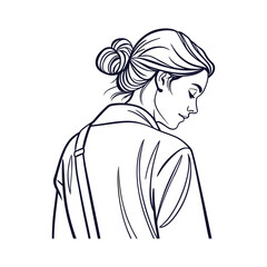 Elegant Line Art of a Woman Looking Down – Minimalist Beauty Sketch