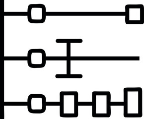 Simple line diagram with rectangles and horizontal bars isolated on white background