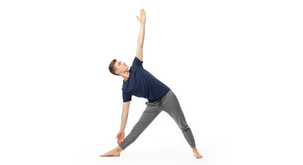 Young Man in Triangle Pose (Trikonasana)