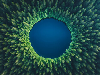 Aerial Forest Lake Symmetry