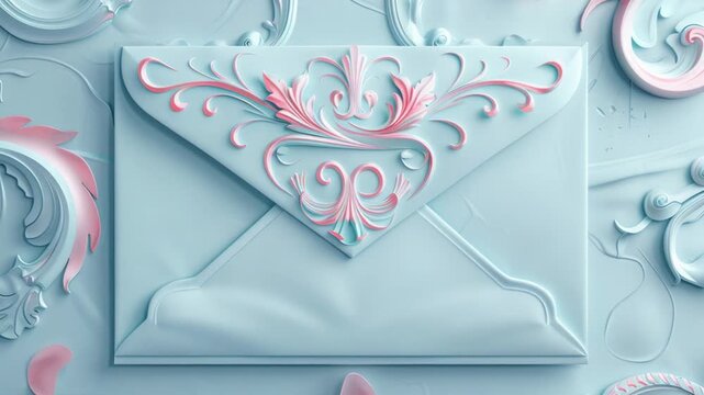 A blue envelope with a pink heart symbol on it, perfect for romantic and love-related concepts