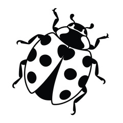 Black and white illustration of a ladybug with spots