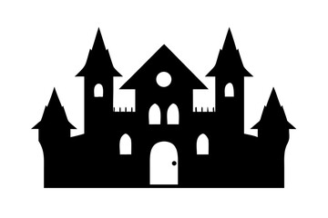 Fototapeta premium Halloween castle vector illustration, castle silhouette vector
