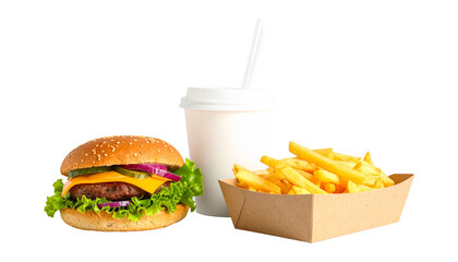 Classic burger fries and milkshake meal deal