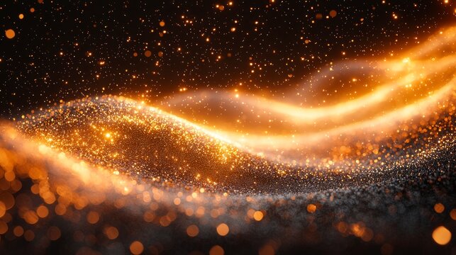 Gold wave of bright, glowing, shining particles