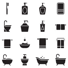 Bathroom essentials icon set black vector silhouettes