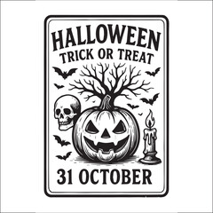 Halloween Invitation Card Design Black and white