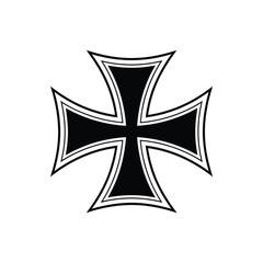 Obraz premium Black iron cross symbol on white background
