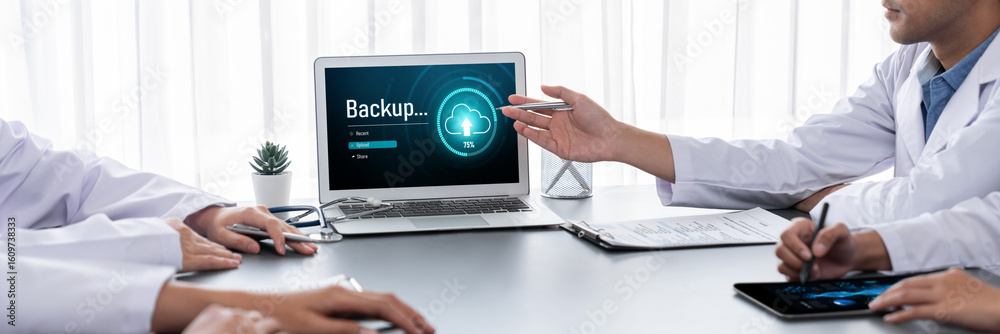 Poster backup storage data internet technology business concept. database storage cloud technology file dat