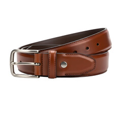 Elegant brown leather belt silver buckle